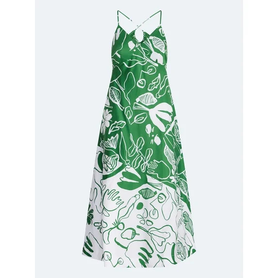 Free Assembly Women's Tie Back Cotton Maxi Dress, Sizes XS-XXL | Walmart (US)
