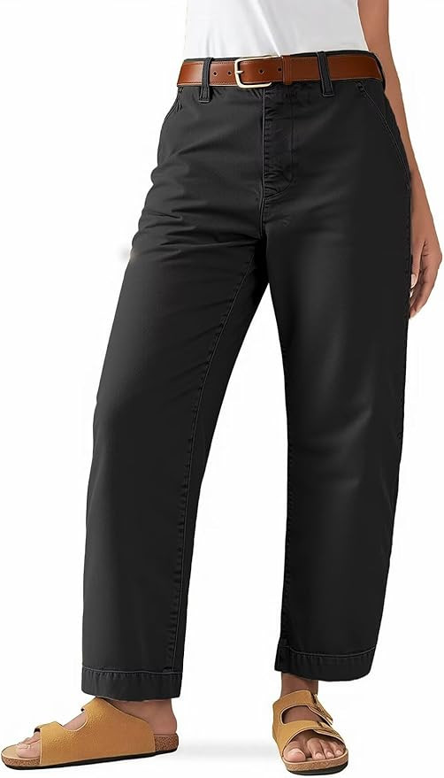 Flamingals Straight Leg Low Rise Barrel Pants Casual Stretchy Vintage Carrot Chino Pants for Wome... | Amazon (US)