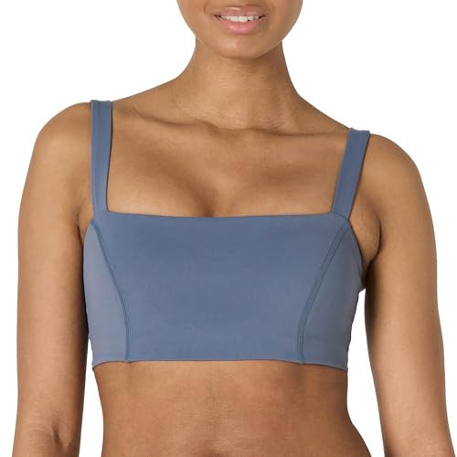 Amazon Essentials Women's Active FormFlex Buttery Soft Light Support Bandeau Sports Bra with Adjustable Straps, Slate Grey, X-Small | Amazon (US)