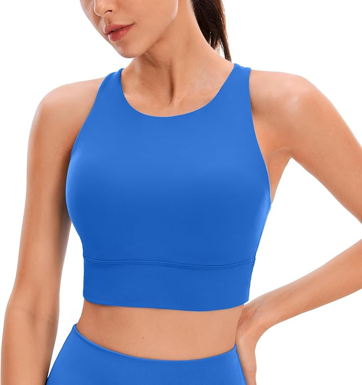CRZ YOGA Womens Butterluxe Strappy High Neck Longline Sports Bra - Padded Criss Cross Back Workou... | Amazon (US)