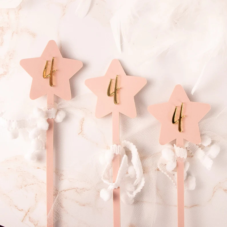 Princess Magic Wand Drink Stirrers & Place Setting - Swan Ballet, Fairy Party, Pink, Ballerina Gi... | Etsy (US)