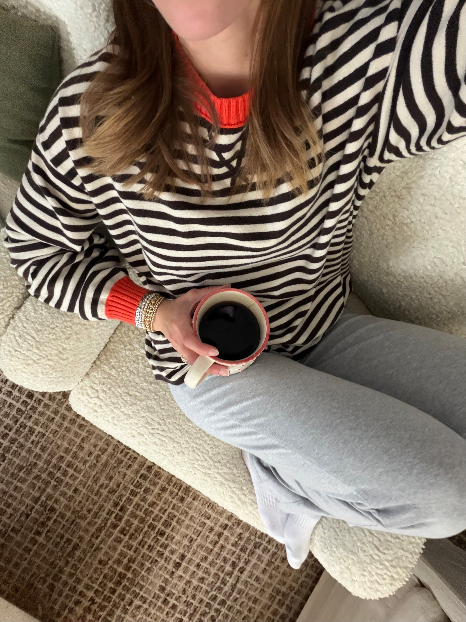 2/22/26 Casual morning loungewear 🤍 Wearing my Aritzia grey lounge pants paired with my Aerie brown striped sweater — soft, easy, and perfect for slow starts at home. 



#LTKmorningroutine #LTKootd