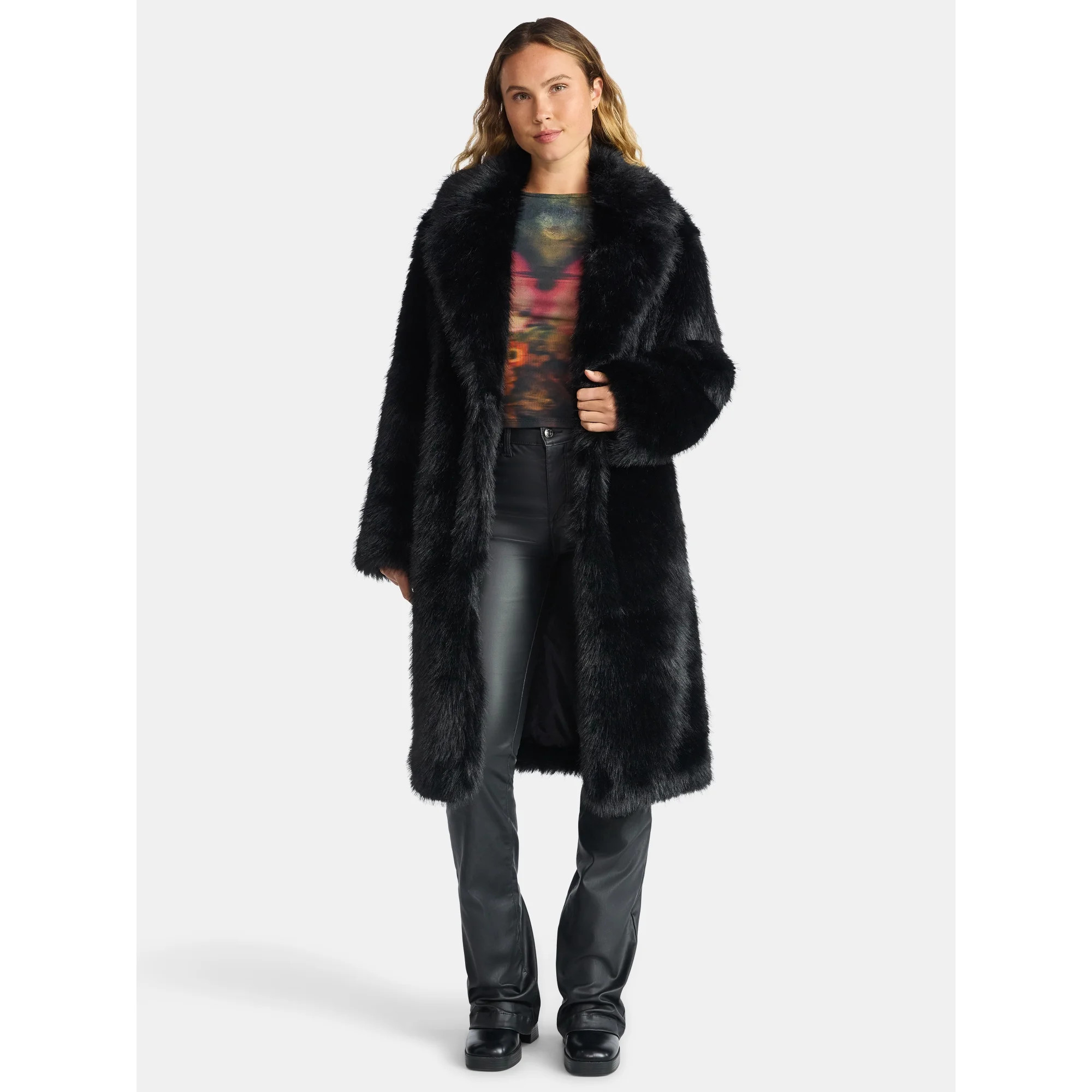 Madden NYC Women's Oversized Faux Fur Coat, Sizes XS-XXXL - Walmart.com | Walmart (US)