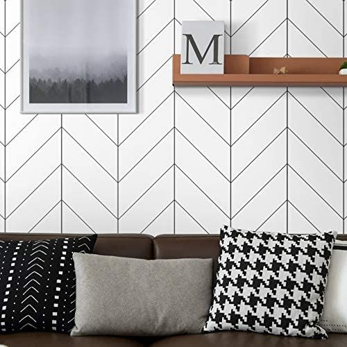 LXCREAT Peel and Stick Wallpaper Stripe Removable Wallpaper 17.71 in X 236 in Black/White Self Adhes | Amazon (US)