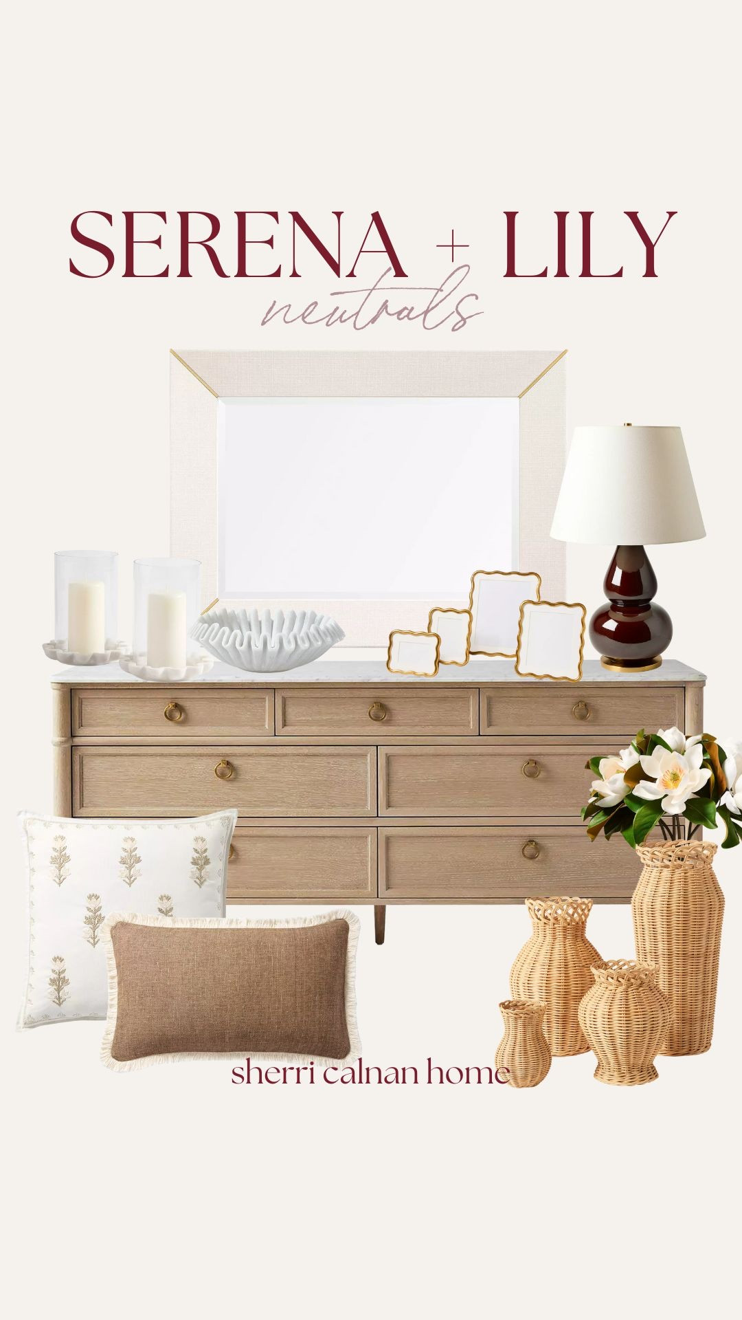 Serena and Lily inspired neutrals that blend classic coastal style with soft textures, warm woods, and timeless silhouettes for a calm, layered home. Serena and Lily decor, coastal neutral home, classic coastal style, neutral home accents, layered living room decor, sherri calnan home

#LTKHome