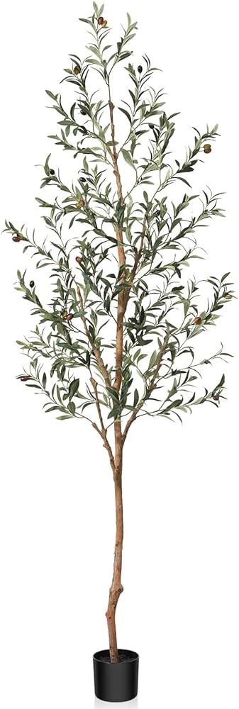 OAKRED Artificial Olive Tree, 7FT Tall Fake Silk Plants with Natural Wood Trunk Faux Potted Tree for Home Decor Indoor Office Porch, Set of 1 | Amazon (US)