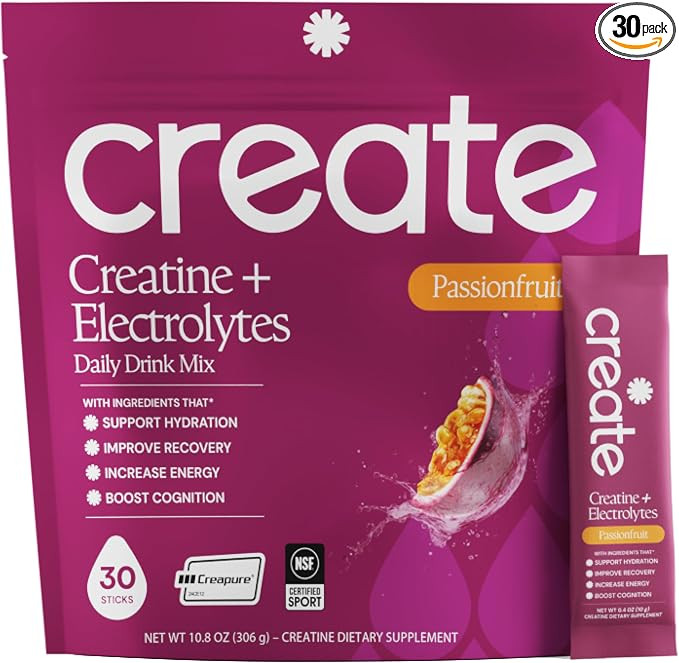 Create Creatine + Electrolytes Mix - Creatine Monohydrate Stick Packs, Supports Energy and Hydrat... | Amazon (US)