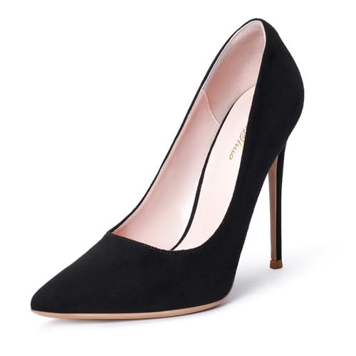 GENSHUO Women's High Stiletto Heels Closed Toe Heeled Pointed Toe Wedding Party Elegant Slip On Pumps Homecoming Shoes Black Heels Size 9 | Amazon (US)