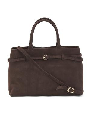 Made In Italy Suede Belted Satchel | TJ Maxx