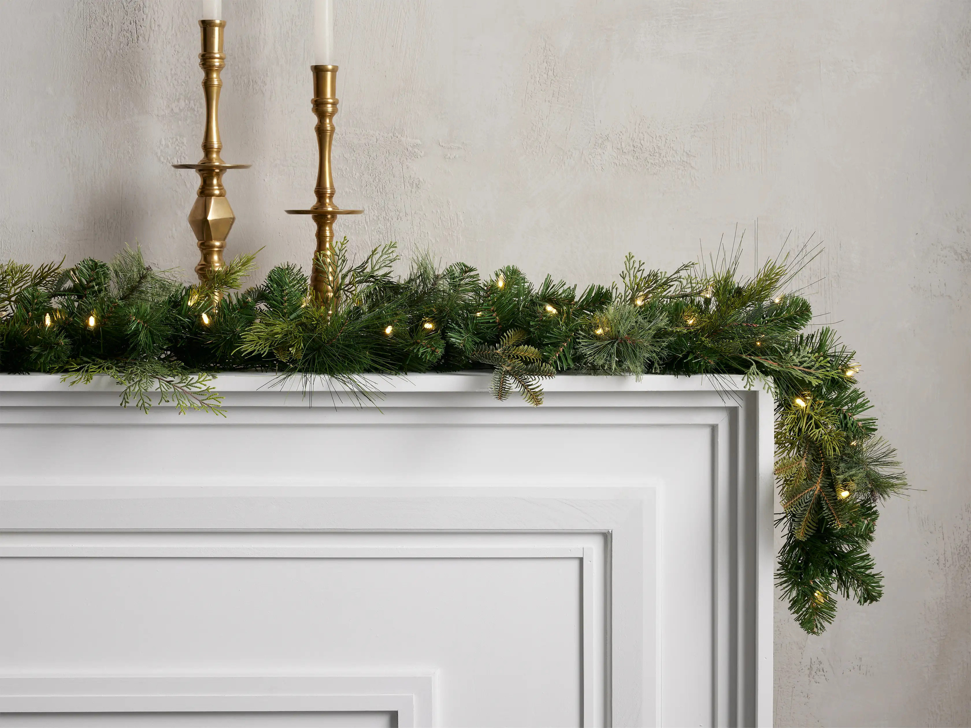 Pre-Lit Faux Mixed Green Garland | Arhaus
