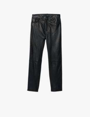 Slim-fit high-rise leather trousers | Selfridges