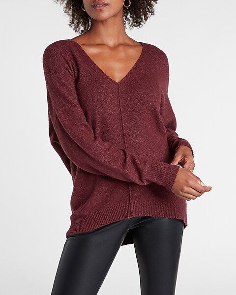 Seamed V-Neck Tunic Sweater | Express