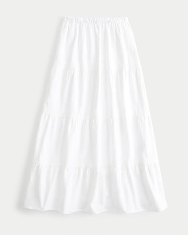 Tiered Linen Blend Maxi Skirt | Hollister (US)