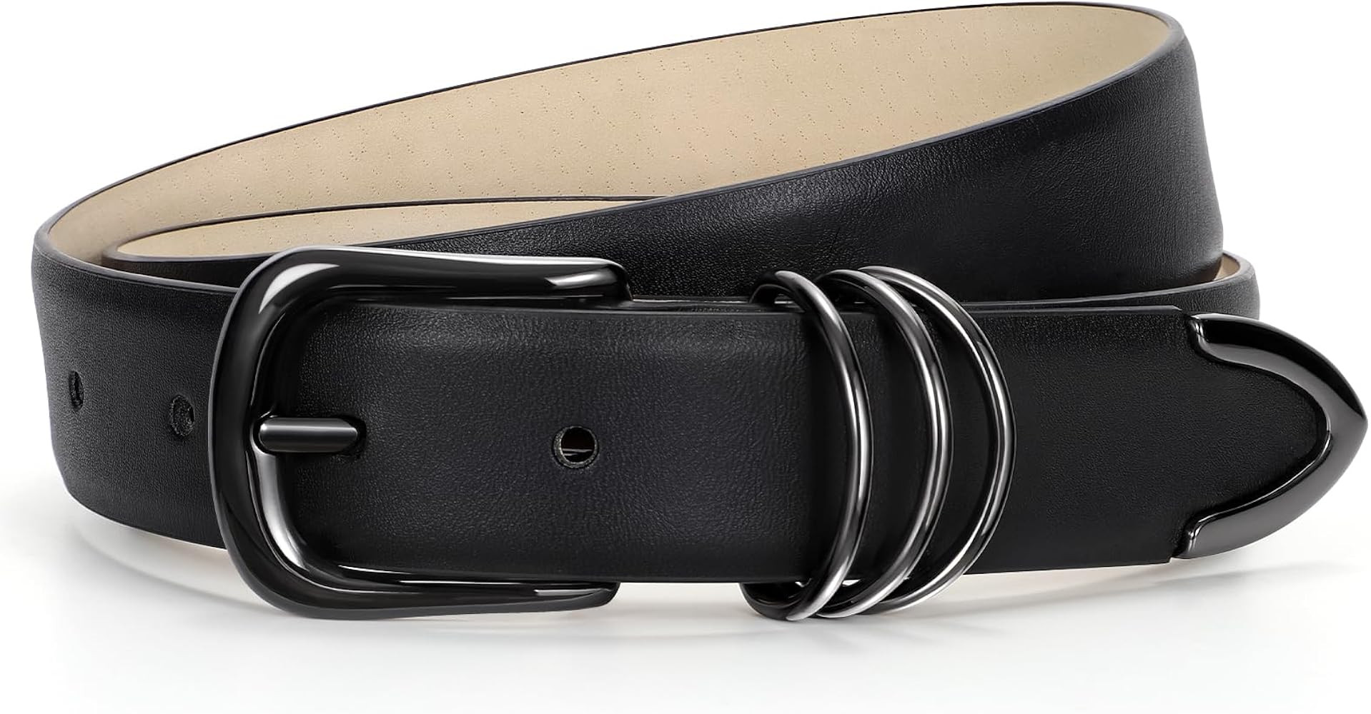 JASGOOD Women Leather Belt Gold Buckle Ladies Elegant Faux Leather Waist Belt for Jeans Pants | Amazon (US)