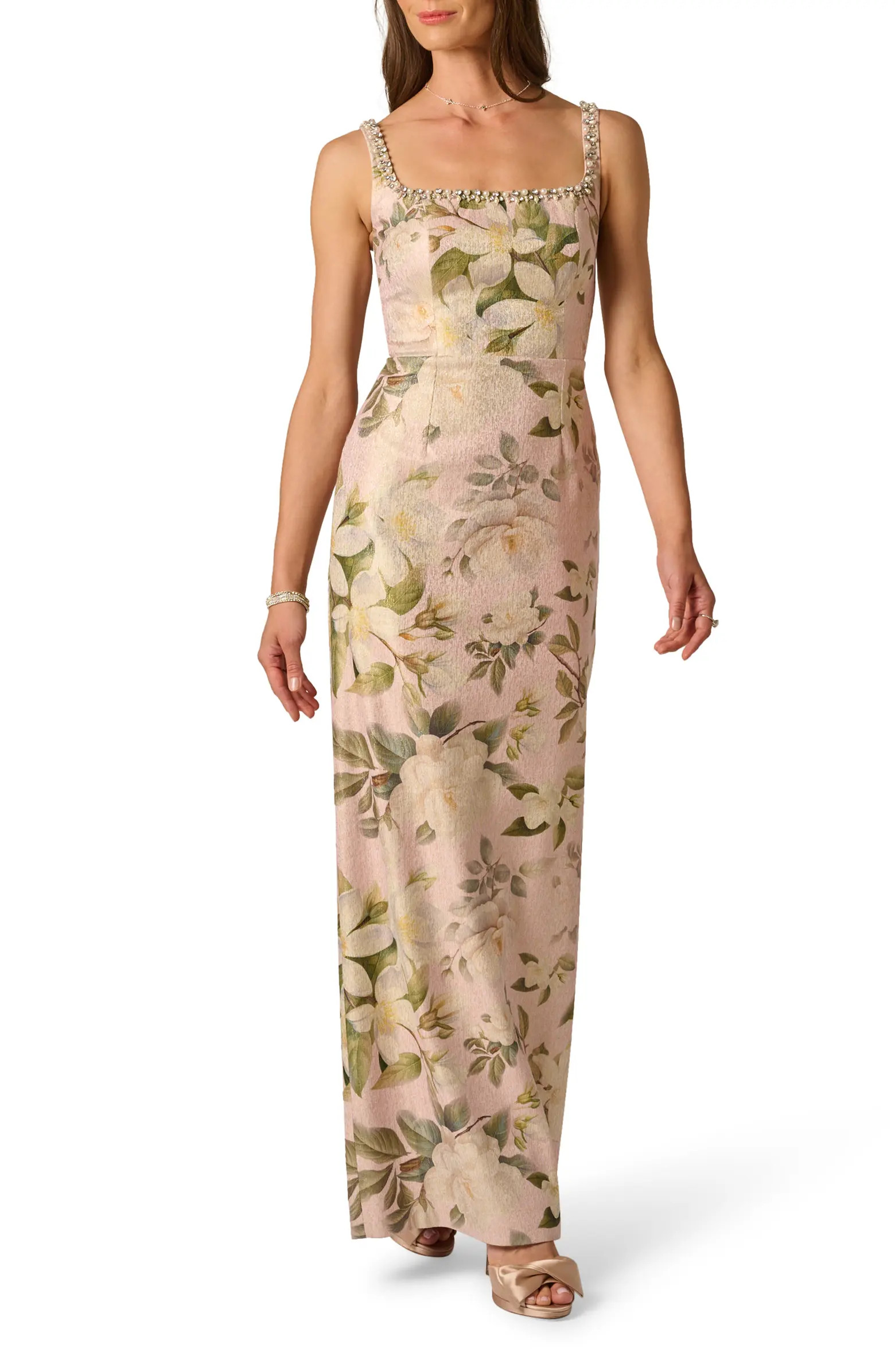 Adrianna Papell Beaded Jacquard Column Gown | Nordstrom | Nordstrom