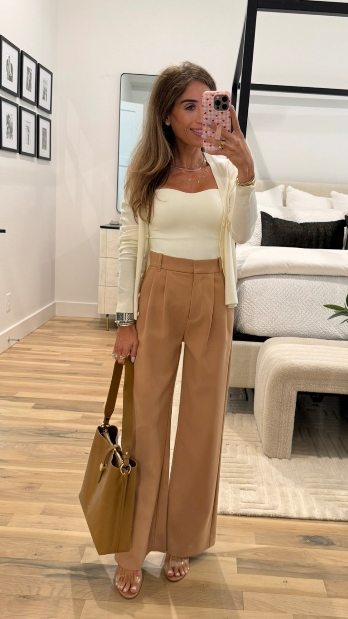 Workwear outfit idea trouser pants size 24 short cami tank size xs with cardigan size xs 

Petite friendly 

#LTKWorkwear #LTKPetite