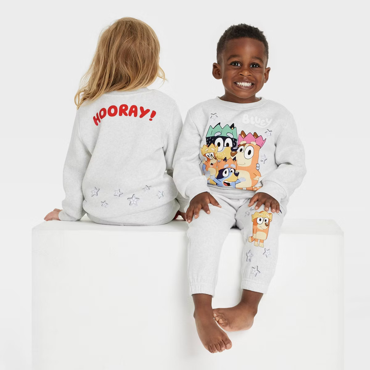 Toddler Bluey Family Fleece Pullover Sweatshirt - Heather Gray | Target