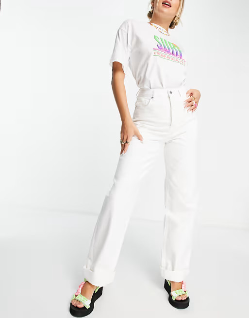 Topshop One oversized mom jeans in white | ASOS (Global)