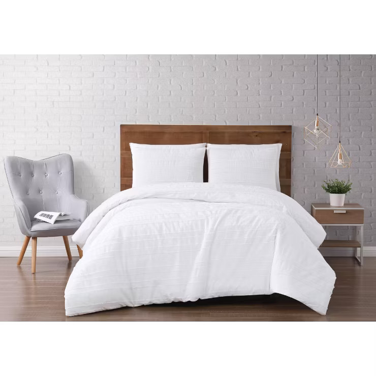Carlisle Stripe Clipped Jacquard Duvet Cover Set - Brooklyn Loom | Target