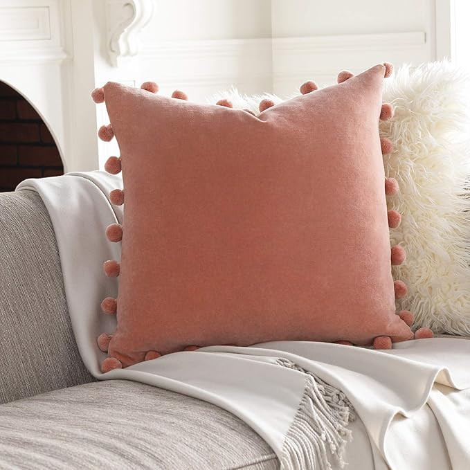 Artistic Weavers Pom Pillow, 18" H x 18" W, Rose | Amazon (US)