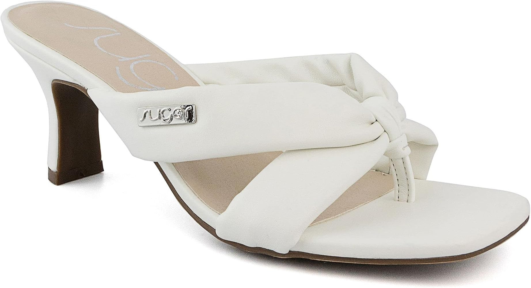 Sugar Women's Block Heel Thong Sandal - Slip-On High Heel Cushioned Sandals- Open Toe Strappy Bac... | Amazon (US)