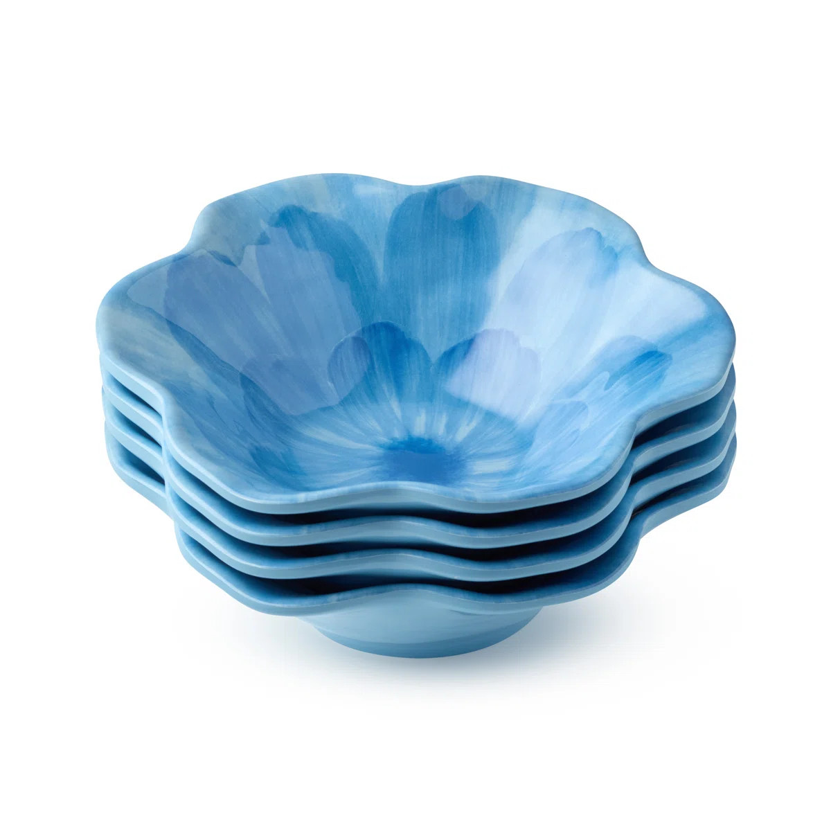 Wildflower Blue Melamine 3D Floral All-Purpose Bowls, Set of 4 – 7.5” Versatile & Durable Bow... | Wayfair North America