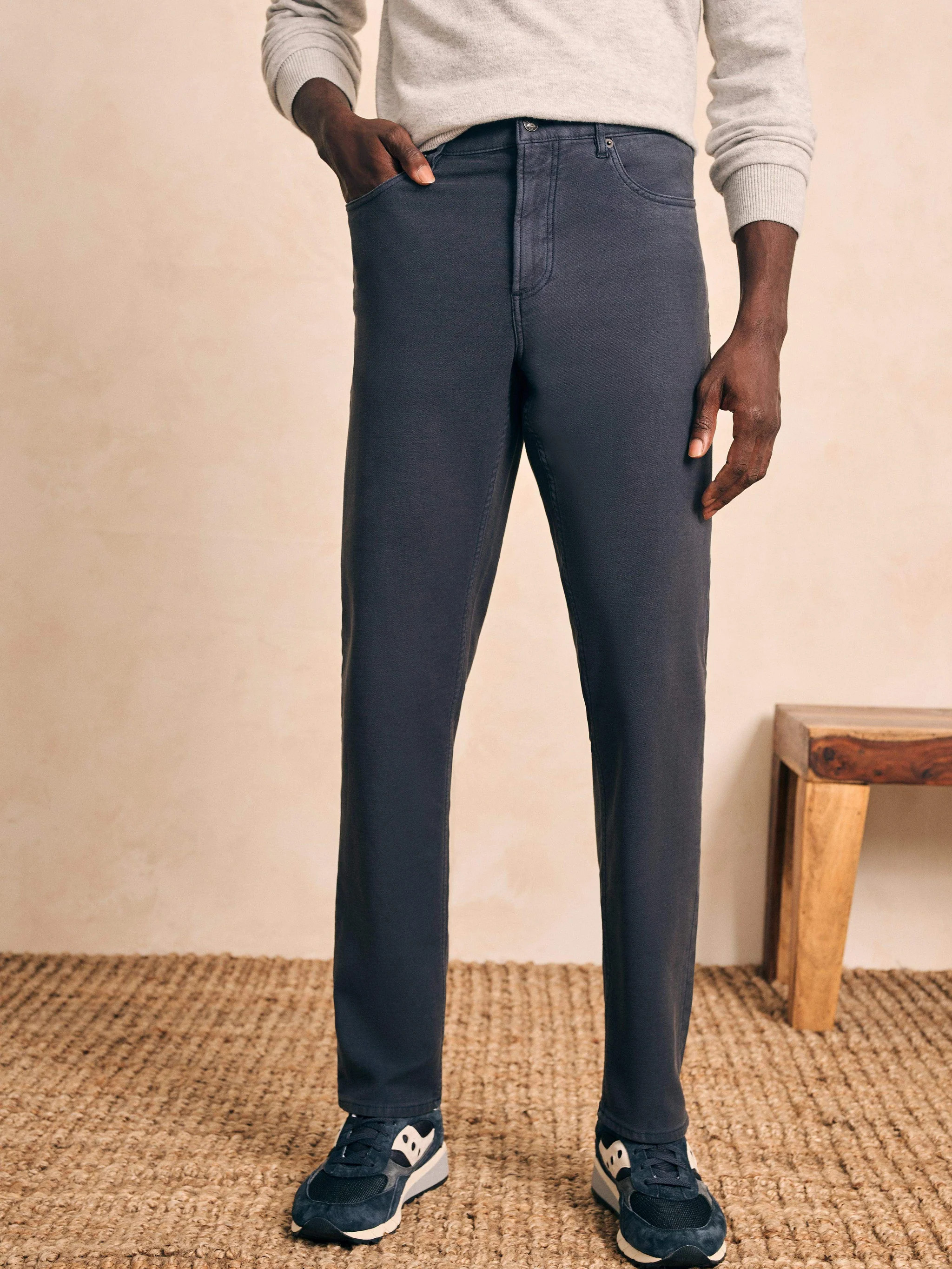 Stretch Terry 5-Pocket Athletic Fit Pant - Slate | Faherty