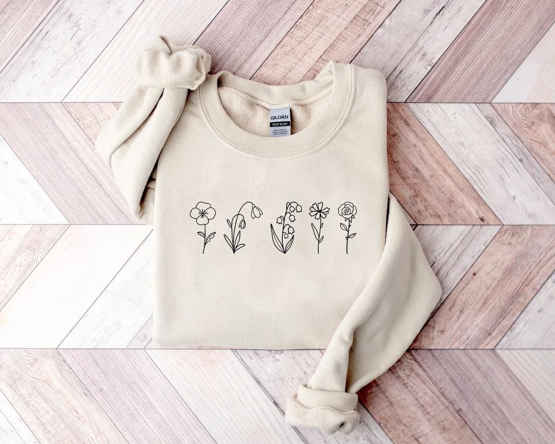 Custom Birth Month Birth Flower Sweatshirt Mothers Day Gift - Etsy | Etsy (US)
