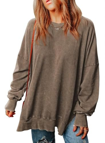 SHEWIN Womens Sweatshirt Casual Long Sleeve Crewneck Lightweight Pullover Tops Loose Sweatshirts | Amazon (US)