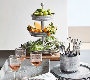 Galvanized Metal Serveware Collection | Pottery Barn (US)