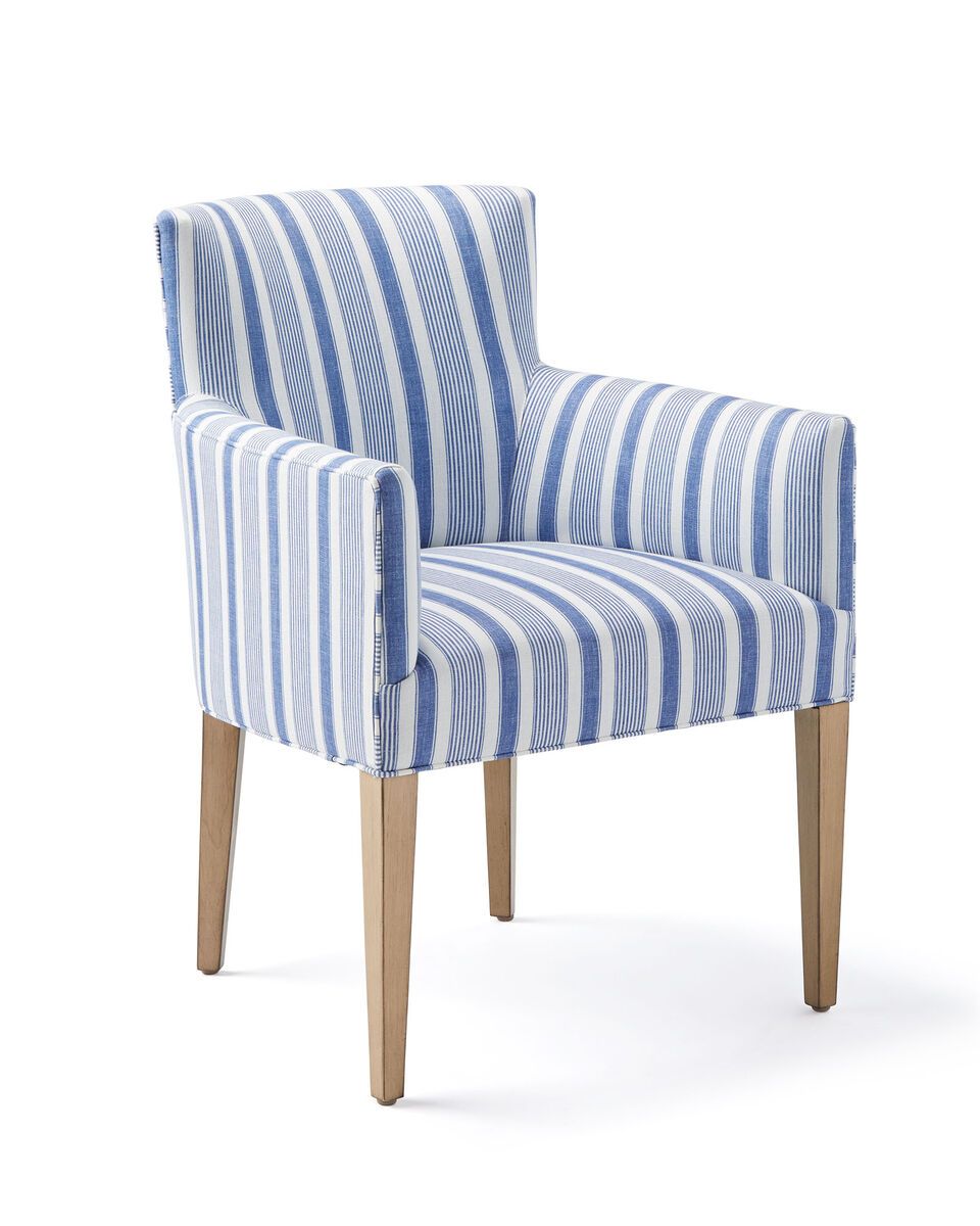 Calais Dining Chair - French Blue French Stripe Linen | Serena and Lily