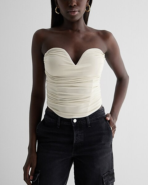 Body Contour Compression Draped Corset Cropped Tube Top | Express