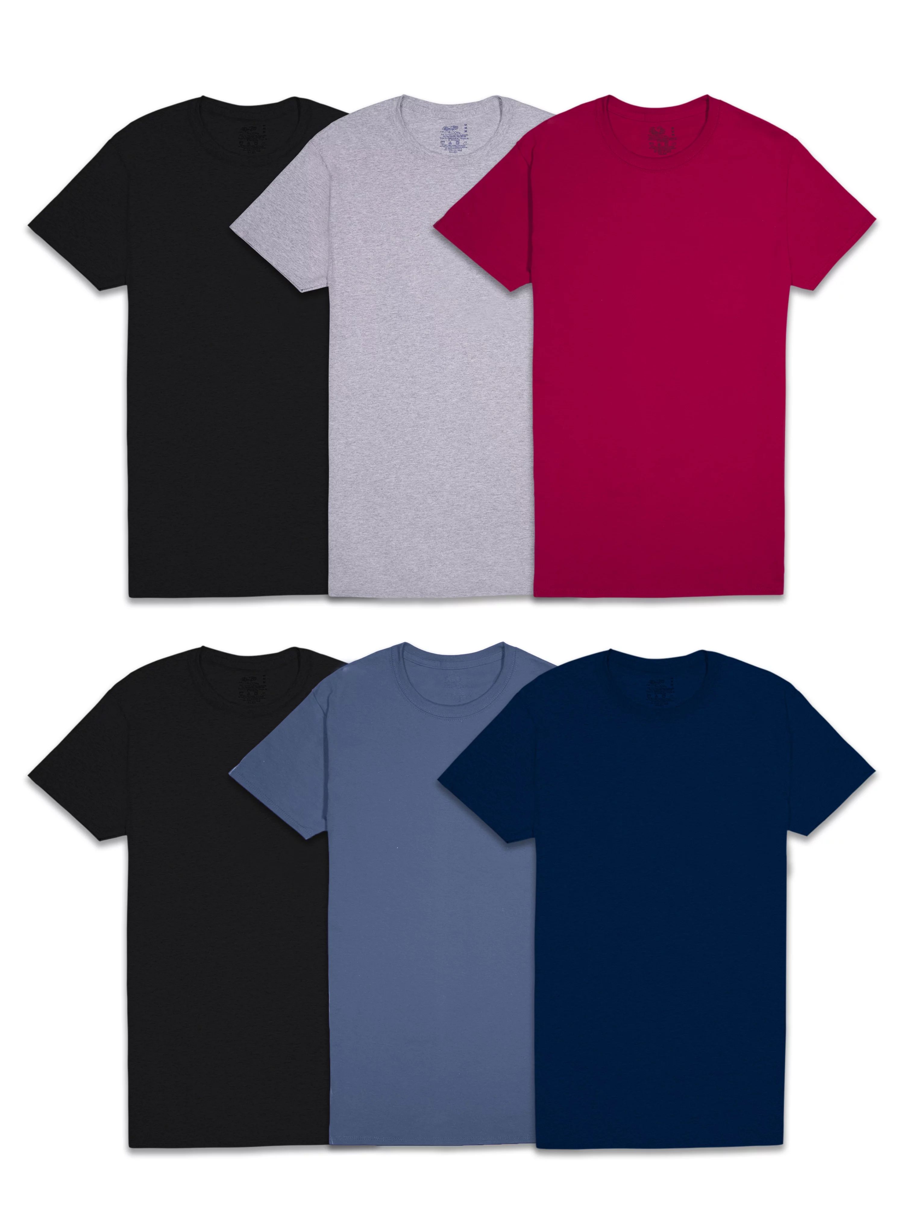 Fruit of the Loom Men's Assorted Color Crew Undershirts, 6 Pack, Sizes S-3XL | Walmart (US)