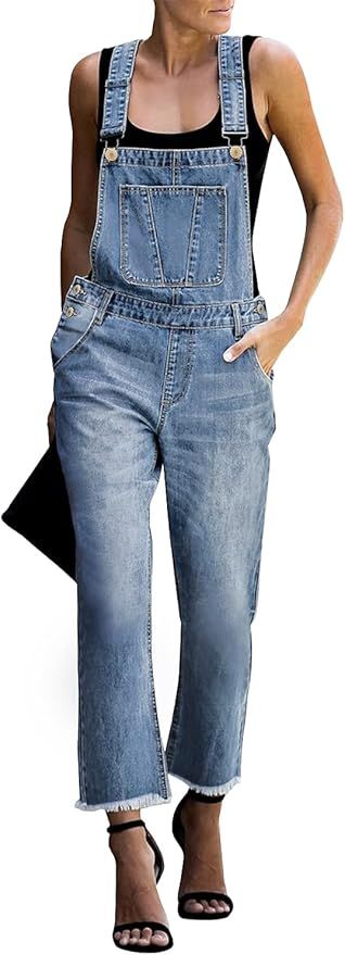 luvamia Women's Casual Stretch Adjustable Denim Bib Overalls Jeans Pants Jumpsuits | Amazon (US)