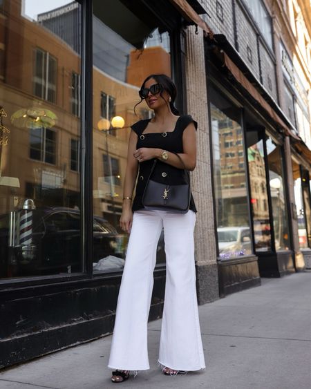 Workwear spring outfit 
Reformation black linen top wearing an XS
Mother white wide leg denim 
Celine sunglasses 
@saks #SaksPartner #Saks

#LTKworkwear #LTKSeasonal #LTKitbag