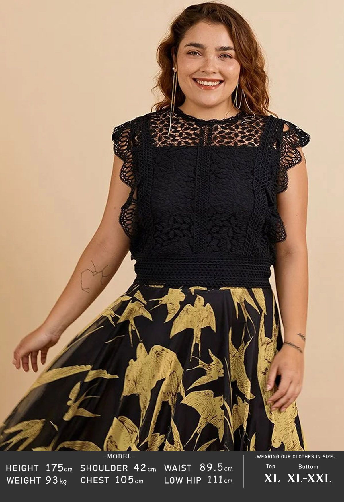 Falling Leaf Crochet Sleeveless Top in Black | Chicwish