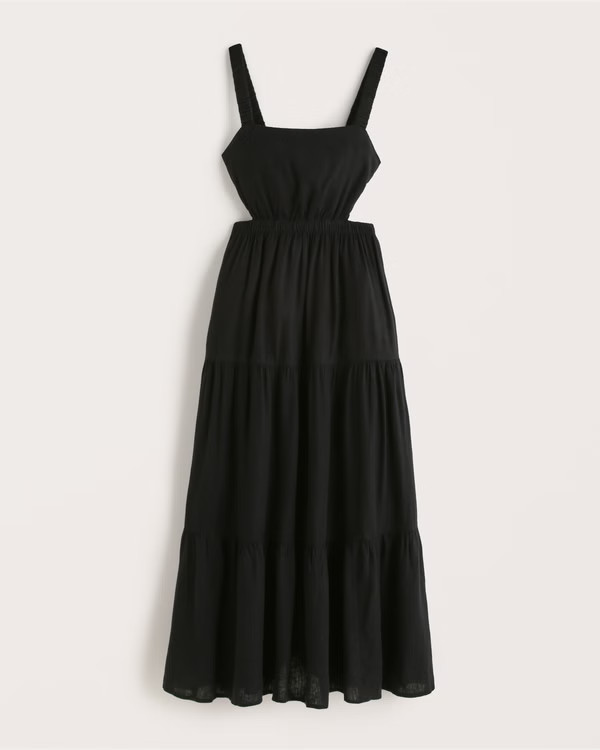 Women's Linen-Blend Cutout Midaxi Dress | Women's Clearance | Abercrombie.com | Abercrombie & Fitch (US)