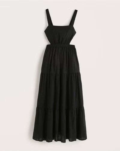 Linen-Blend Cutout Midaxi Dress | Abercrombie & Fitch (US)