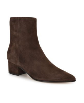 Nine West Women's Maribu Pointy Toe High Ankle Booties - Dark Red Suede | Macy's