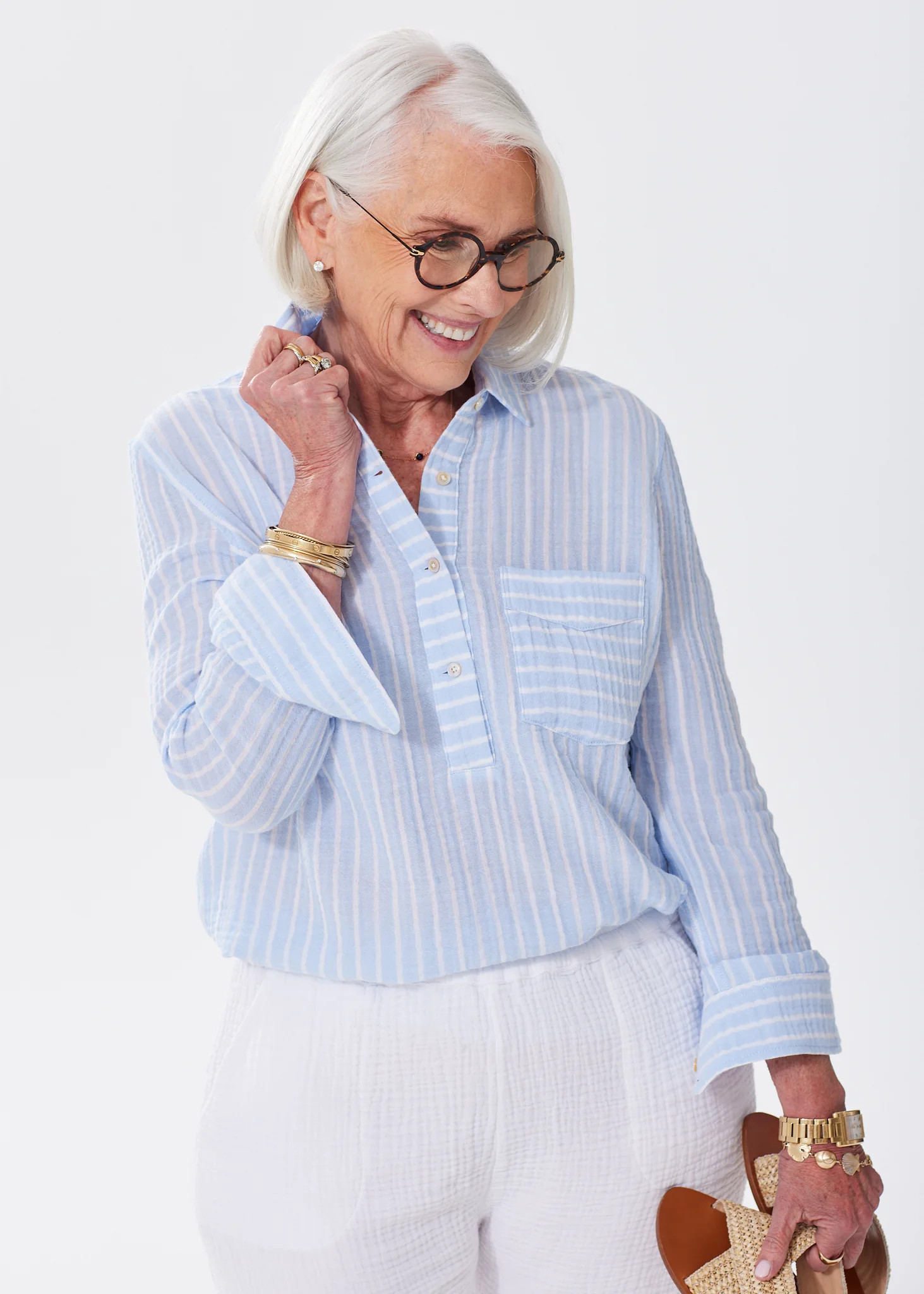The Striped Organic Cotton Cloud Top - Double Gauze | Alice Walk