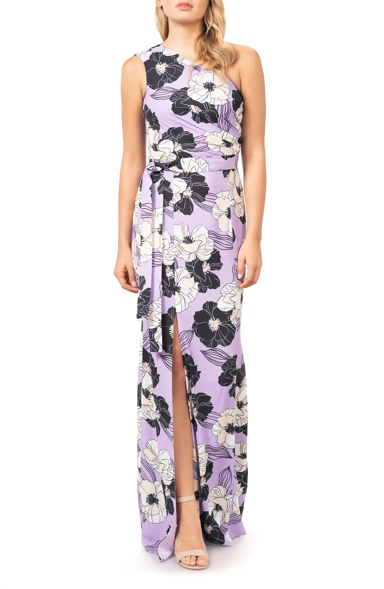 Dress the Population Bella Floral Print One-Shoulder Gown | Nordstrom | Nordstrom