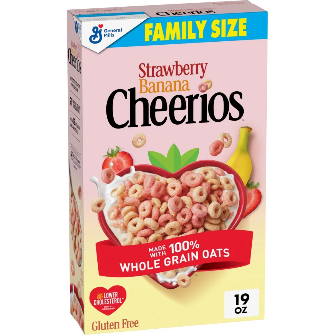 Strawberry Banana Cheerios, Heart Healthy Gluten Free Breakfast Cereal, Family Size, 19 oz | Walmart (US)