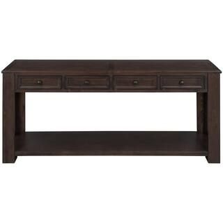 Harper & Bright Designs 64.2 in. Espresso Standard Rectangle Wood Console Table with 4-Storage Dr... | The Home Depot