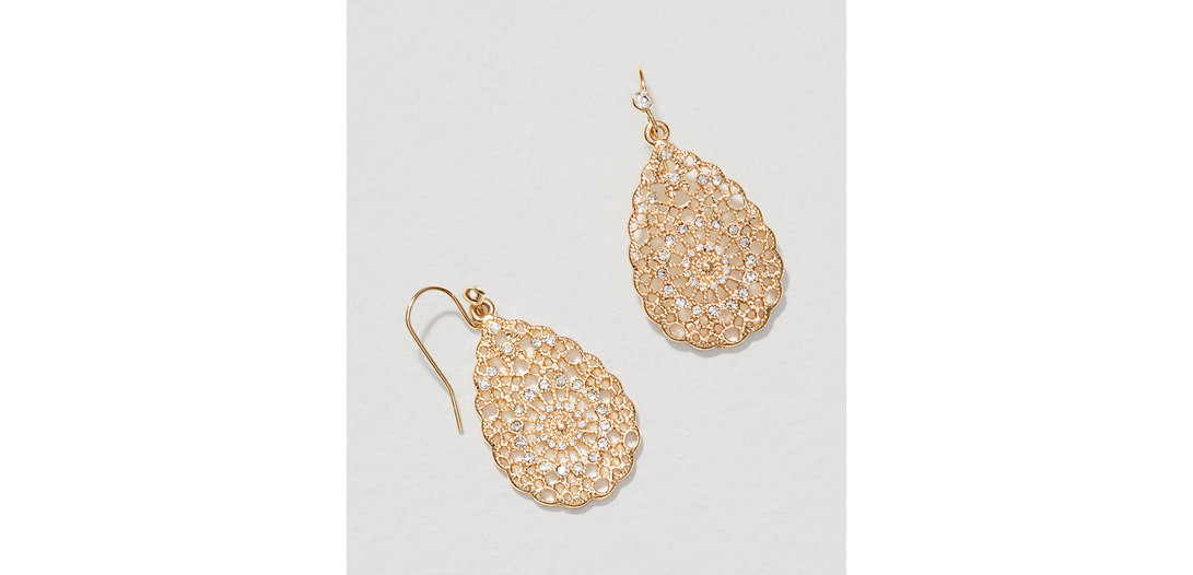 LOFT Crystal Filigree Drop Earrings | LOFT