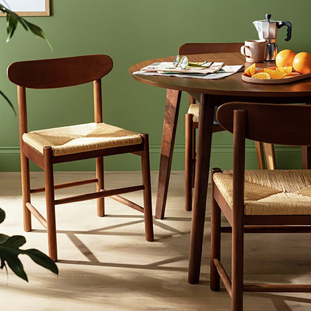 Habitat Hanna Pair of Wood Dining Chairs - Walnut | Habitat UK