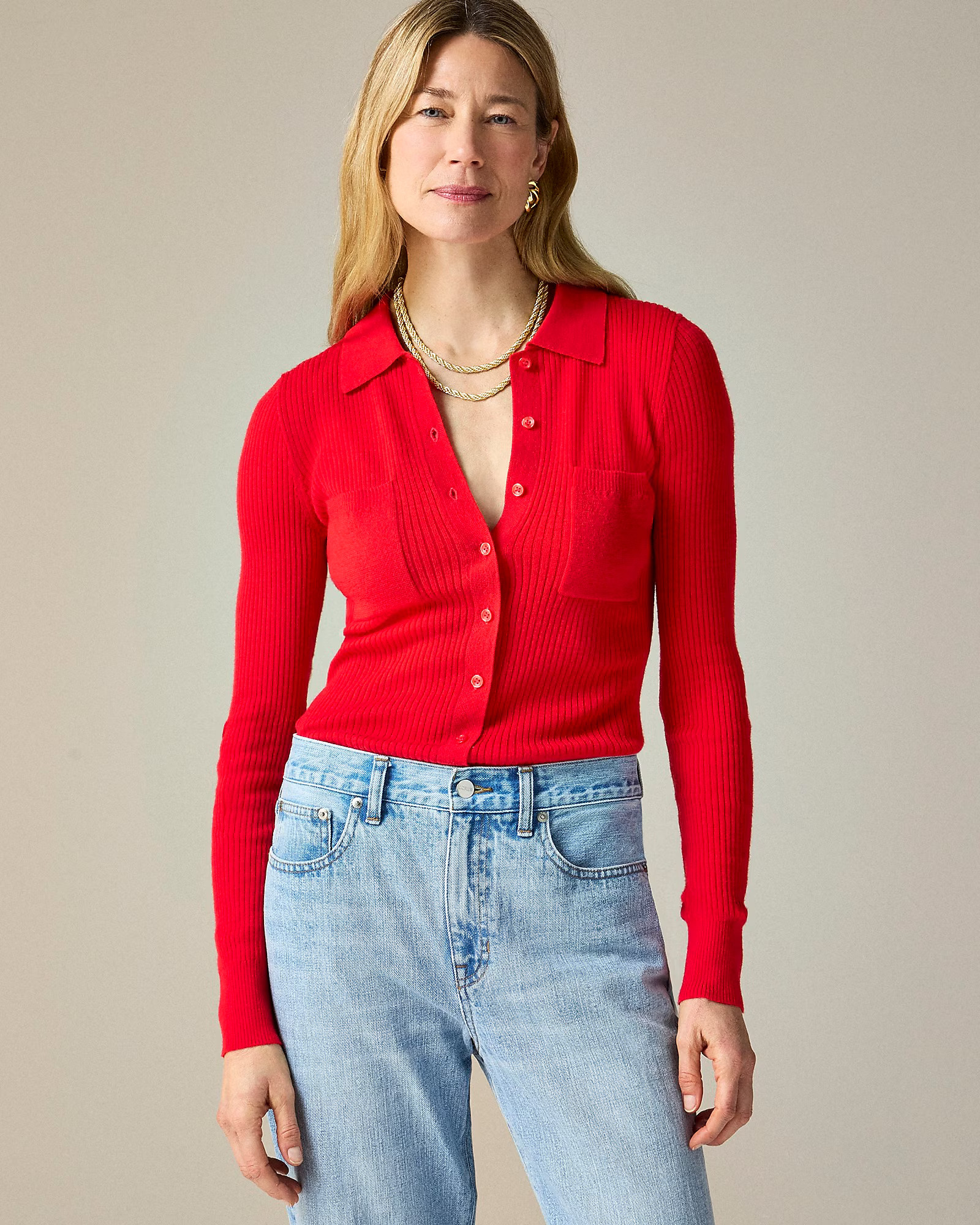 Collared button-up sweater in merino wool blend | J. Crew US