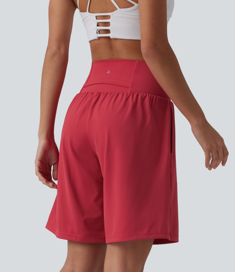Women\u2019s SoftlyZero\u2122 Airy Super High Waisted 2-in-1 Cool Touch Yoga Shorts 9" with Pocke... | HALARA