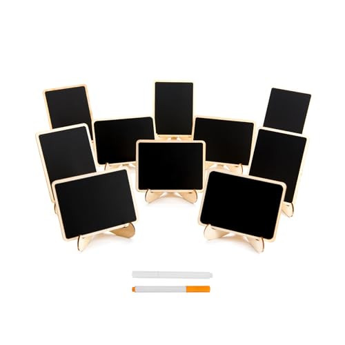 DSTELIN 10 Pack Mini Chalkboards Signs with Easel Stand, Small Rectangle Chalkboards Blackboard, Wood Place Cards for Weddings, Birthday Parties, Message Board Signs and Event Decoration | Amazon (US)