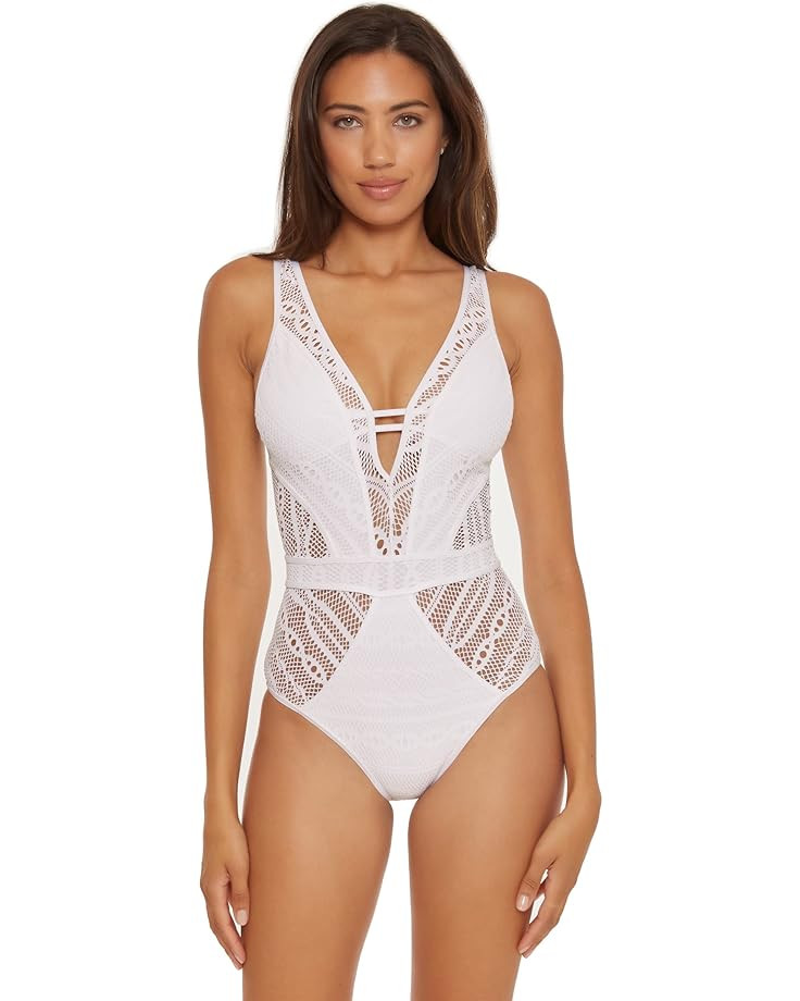 BECCA by Rebecca Virtue Color Play Crochet Show & Tell Plunge One-Piece | Zappos