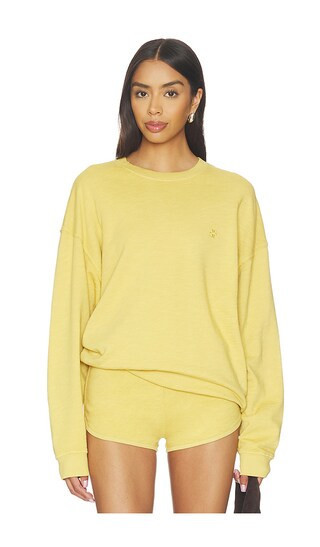 Eterne Lightweight French Terry Oversized Crewneck Sweatshirt in Mustard. - size M | Revolve Clothing (Global)